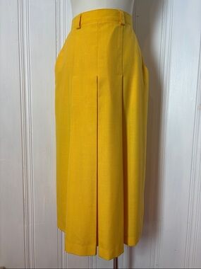 Vintage MR. LEONARD Canary Yellow Culottes Wide Leg Skirt Pants - Size 14